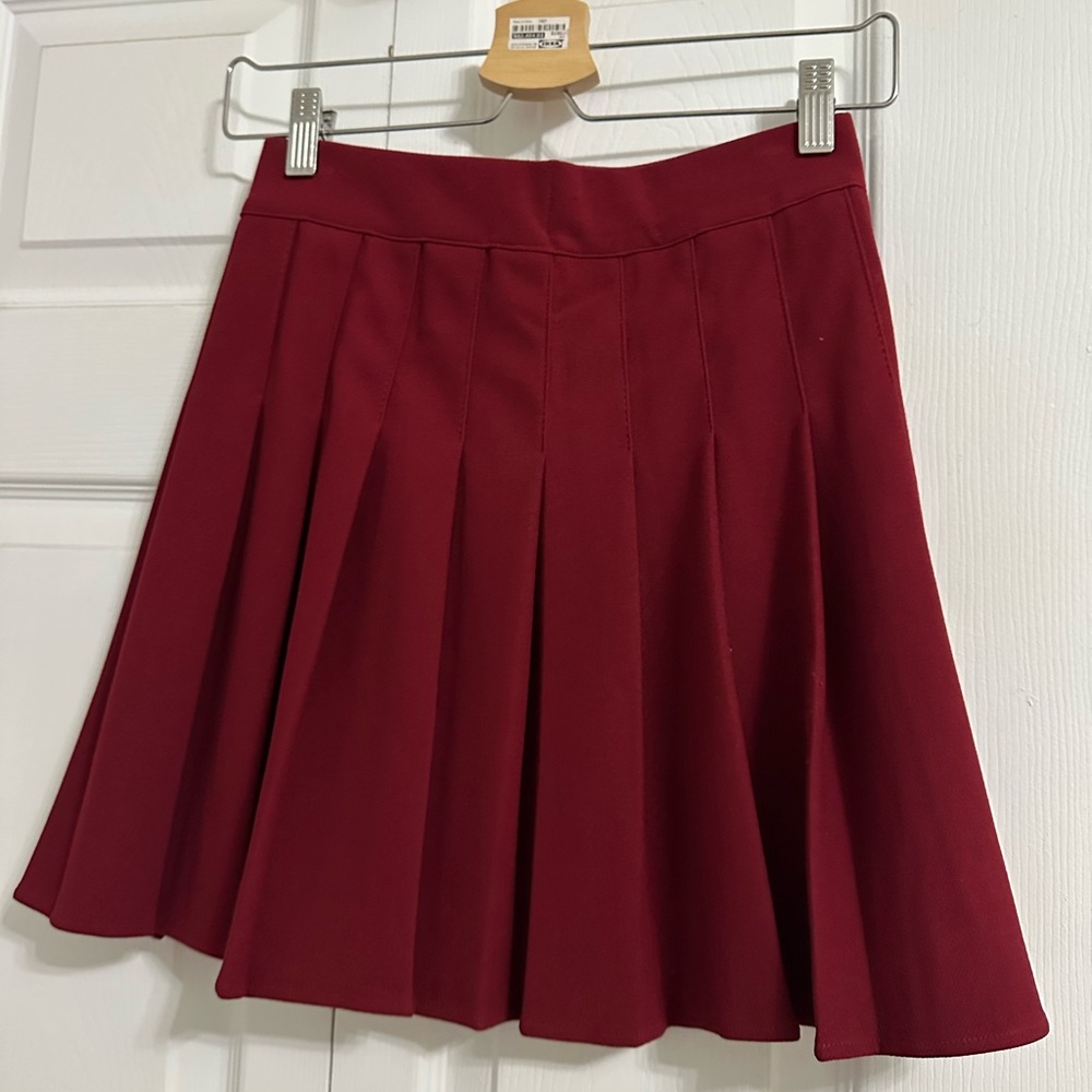 Elegant Red Pleated Skirt